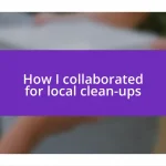 How I collaborated for local clean-ups