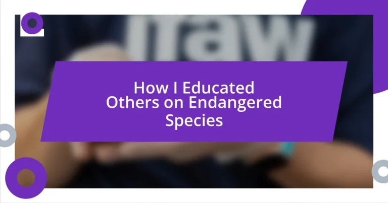 How I Educated Others on Endangered Species