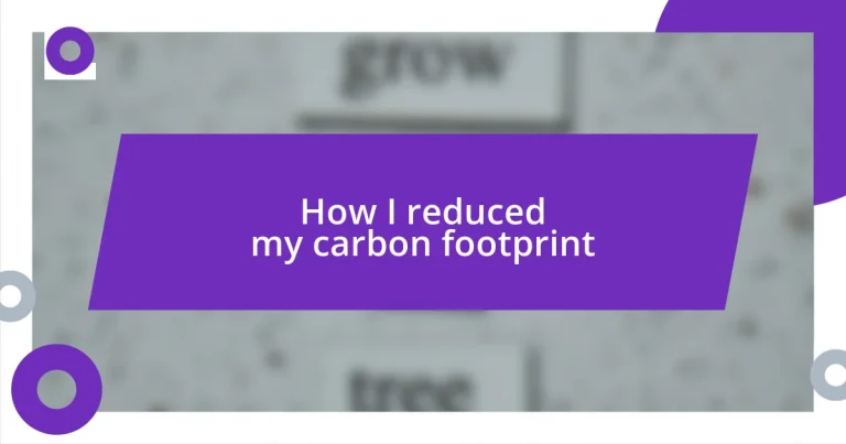 How I reduced my carbon footprint