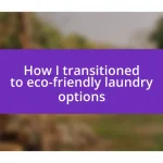 How I transitioned to eco-friendly laundry options