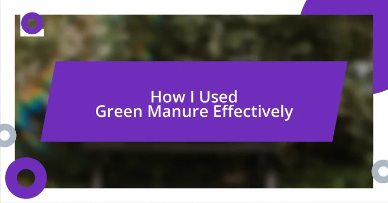 How I Used Green Manure Effectively