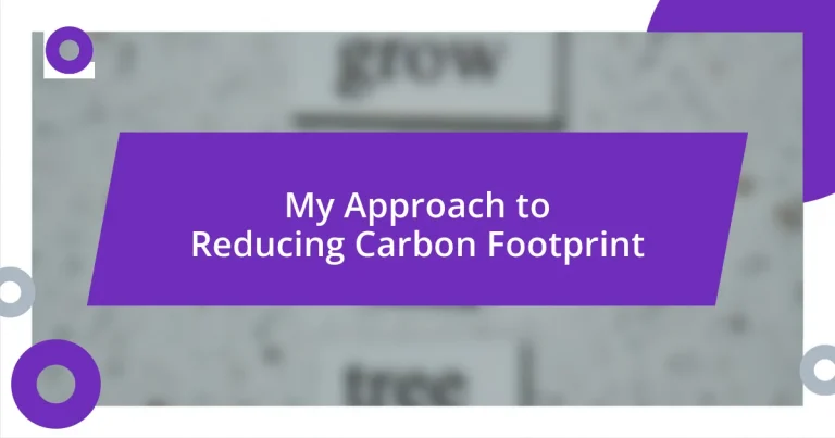 My Approach to Reducing Carbon Footprint