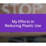 My Efforts in Reducing Plastic Use