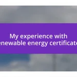 My experience with renewable energy certificates