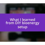 What I learned from DIY bioenergy setup