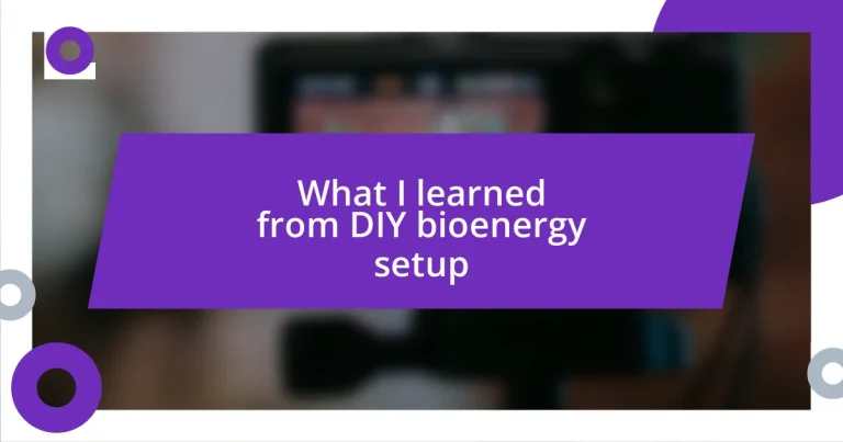 What I learned from DIY bioenergy setup