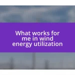 What works for me in wind energy utilization