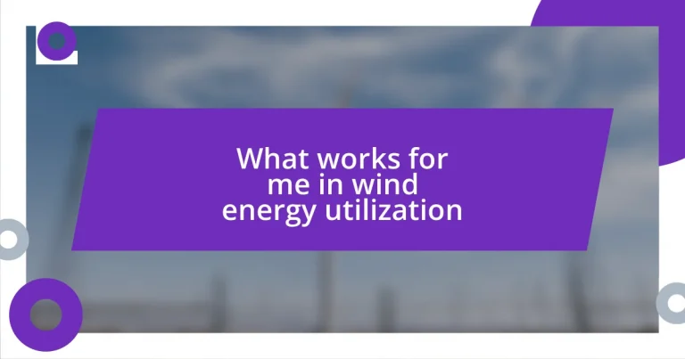 What works for me in wind energy utilization